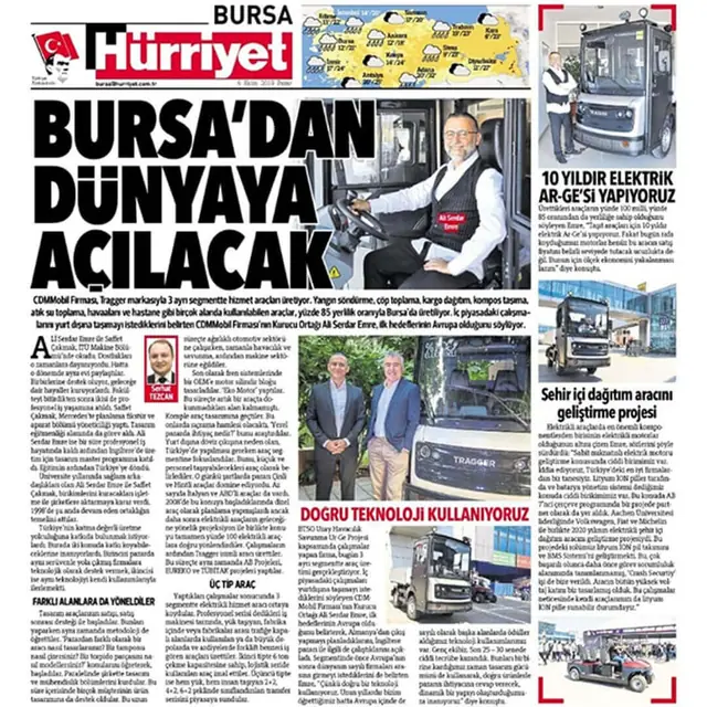 Hürriyet — Bursa'dan dünyaya elektrikli araç ihracatı basın kupürü