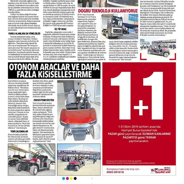 Hürriyet — Otonom sürüş çalışmaları basın kupürü